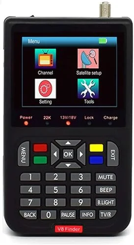 Satellite Finder,-S/-/MPEG-2/MPEG4 Digital Satellite Strength Meter Detector with 6000 Channels TV and Radio Programmable,Support Automatic, Manual and Network