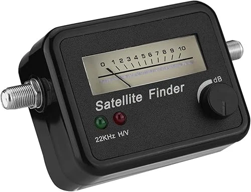 Satellite Finder, Tv Signal Strength Meter Digital Signal Finder Sat Receiver Professional Locators Portable Aerial Terrestrial Detector Black Background for Remote Reception Systems Antennas13 to18V