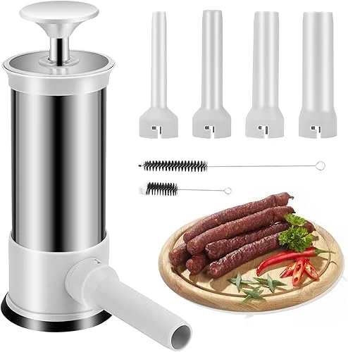 Sausage Stuffer, Kitchen Homemade Sausage Machine with 4 Stuffing Tubes, Vertical Sausage Maker Fast Sausage Filling, 2.2LBS