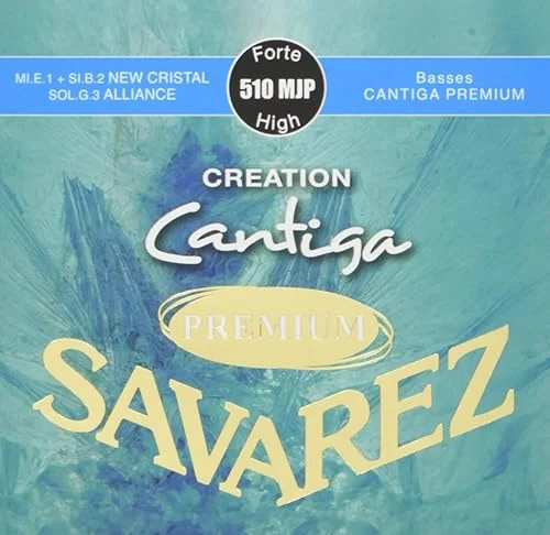 Savarez Classical Guitar Strings Cantiga and Creation Premium 510MJP Creation Trebles, Cantiga Basses, High Tension, Full Set (STSAV51-50489)
