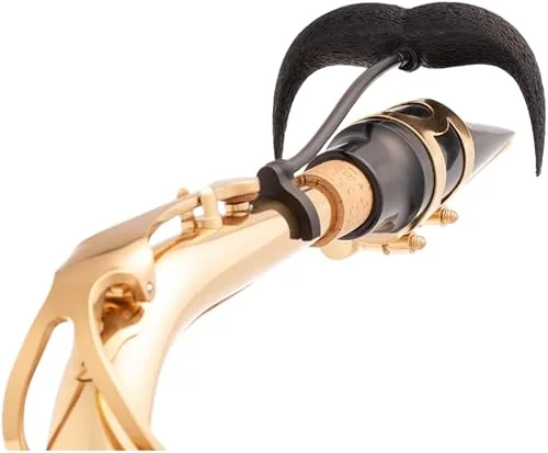 Sax-stache 2.0 by Brasstache – Clip-on Mustache for Saxophone Players, Handlebar version (Tenor or Bari Saxophone)