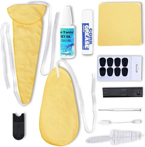 Saxophone Cleaning Care Kit：Cleaning Swab+Necking Swab+Key Oil+Cork Grease+Mouthpiece/Dust Brush+Thumb Rest+Mouthpiece Pad…Professional kit for all Musicians and Students