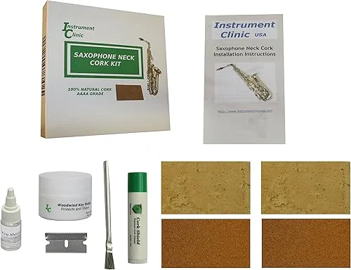 Saxophone Neck Cork Replacement Kit, Natural Cork and Composite Cork! (Adhesive not included due to shipping regulations)