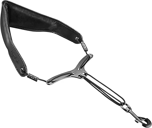 Saxophone Neck Strap, Leather Sax Strap with Soft & Comfortable Padded, Adjustable Length, with Metal Beam & Swivel Hook, for Alto/Tenor/Baritone/Soprano Saxophone