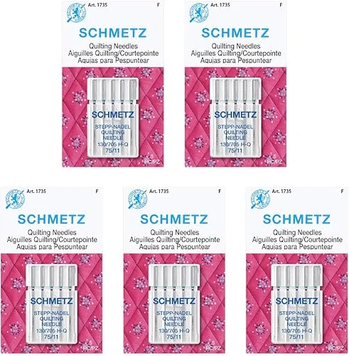SCHMETZ Quilting Needles – Size 75/11, 5-Needle Cards, Pack of 5