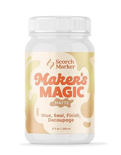 SCORCH MARKER Maker’s Magic Sealer, Matte Finish, All Purpose Glue, Waterbase Glue, Decoupage Sealer, and Finish for DIY Crafts, & Art Projects, Craft Glue, with Quick Dry & Cure Time, 8 Oz