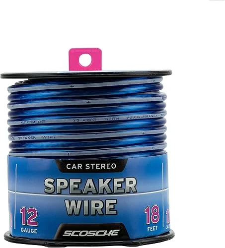 Scosche KS1218CS 12 Gauge CCA Car Stereo Speaker Wire – 12 AWG Audio Cable for Automotive Sound Systems – Copper Clad Aluminium 18 Foot Spool