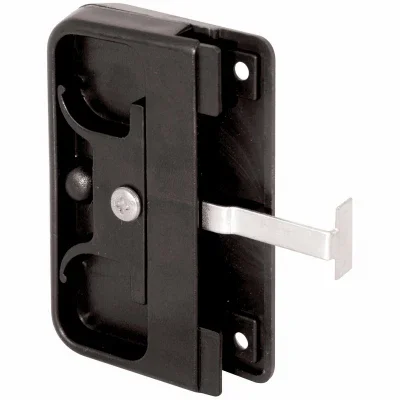 Screen Door Latch And Pull, Mortise Style, Black Plastic