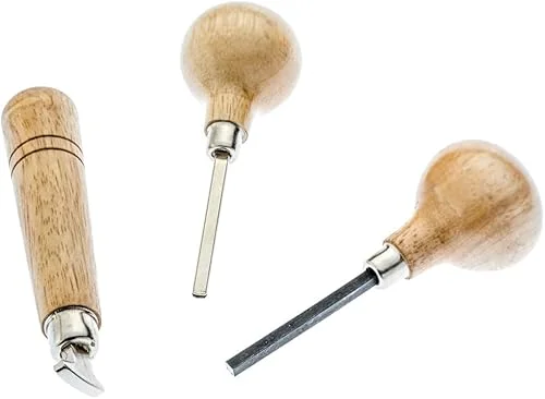 SE Stone Setting Prong and Bezel Set, Set of 3 Jewelry Stone Setting Tools, Jewelry Stone Prong Pusher, Durable Tips, Ergonomic Wooden Handles