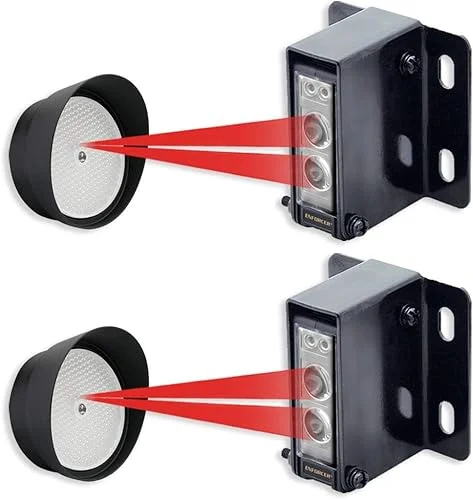 Seco-Larm E-936-S45RRGQ Retro Reflective Photoelectric Beam Sensor, 45ft (14m) Sensing Range, Weatherproof (IP66) Construction for Indoor/Outdoor use, Pre-Wired 6ft (1.8m) Cord, Pack of 2