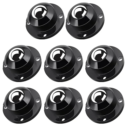Self Adhesive Caster Wheels, Appliance Rollers for Kitchen Appliances, 1 Inch Swivel Steel Universal Wheel Appliance Sliders, 28 LBS Load Capacity Per Wheel Low Profile Roller (8 PCS, Black)