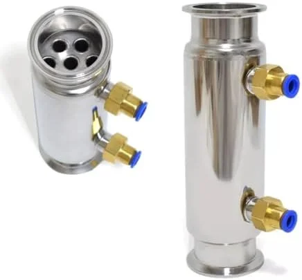 Selmash 2'' Tri Clamp Condenser Shotgun Dephlegmator for Reflux Still 304 Stainless Steel, 2 Quick Release Nuts included, Silver