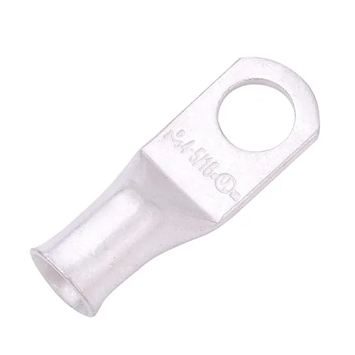 SELTERM 25pcs 4 AWG 5/16′ Stud Marine Grade Tinned Copper Battery Cable Lugs, 4 Guage Ring Terminals, UL Wire Lugs Electrical Battery Cable Ends, Tinned Copper Lugs Battery Terminal Connectors