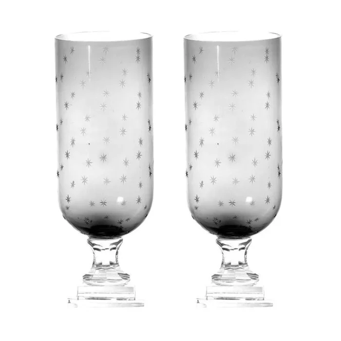 Set of 2 Medium Glass Star Hurricanes