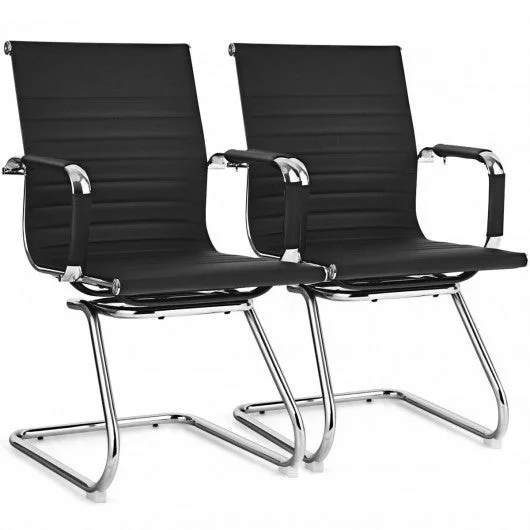 Set of 2 Office Guest Chairs Waiting Room Chairs -Black