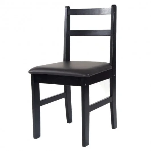 Set of 4 Wood Dining Side Chairs with Padded Seat