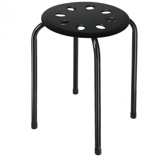 Set of 6 Portable Plastic Stack Stools -Black