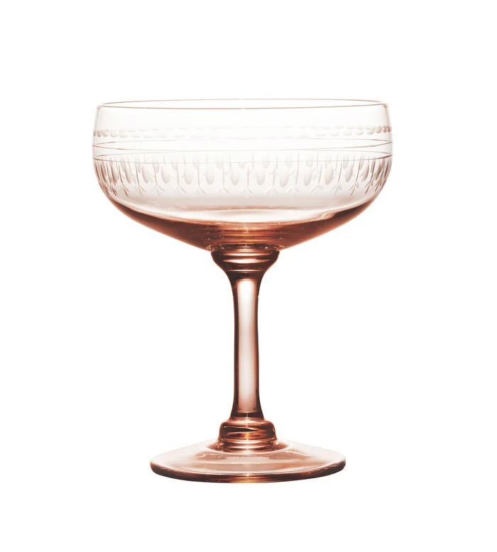 Set of Four Rose Cocktail Glasses with Ovals Design