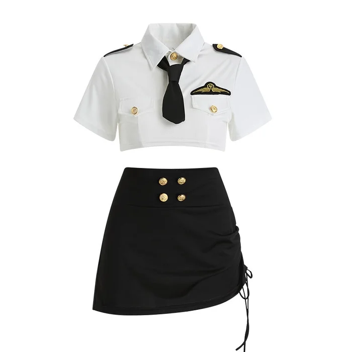 Sexy Lingerie Slim Fit Short Skirt Professional Wear Exposed Wrinkled Uniform White One Size