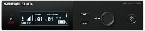 Shure SLXD4 Single Channel Receiver – for use with SLX-D Digital Wireless Microphone Systems, Transmitter Sold Separately | J52 Band (SLXD4=-J52)