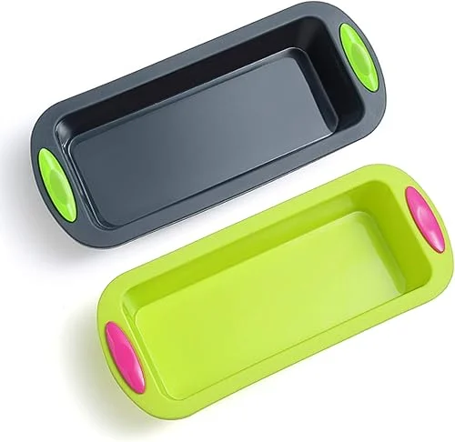 Silicone Bread and Loaf Pan Set of 2, Nonstick Premium Food Grade Silicone Toast Pan Baking Pans, Oven-Microwave-Dishwasher Safe Silicone Bakeware Cake Molds, 8.7’x4’x2.4′ Inside