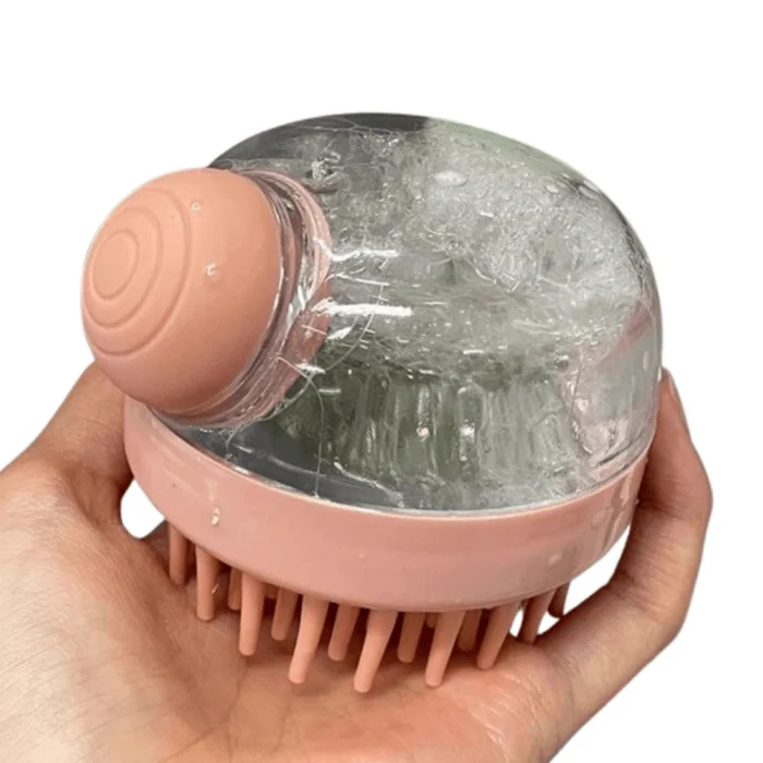 Silicone shampoo comb head scalp cleaning massage comb artifact pink 1 pack
