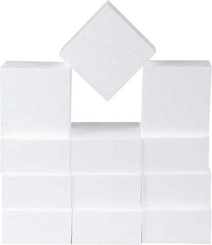 Silverlake Craft Foam Blocks – American-Made Hard Foam – 12-Pack 4x4x2′ EPS Boards for Professional Projects, Hobby Art, Teaching & Small Business