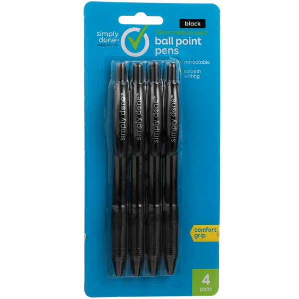 Simply Done 1.0Mm Medium Point Ball Point Pens, Black