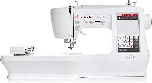 SINGER SE9180 Sewing & Embroidery Machine | 250 Built-in Stitches, 150 Embroidery Designs, 10 Fonts, 1-Step Buttonhole, 7′ Touchscreen, Automatic Needle Threader & WiFi Connectivity