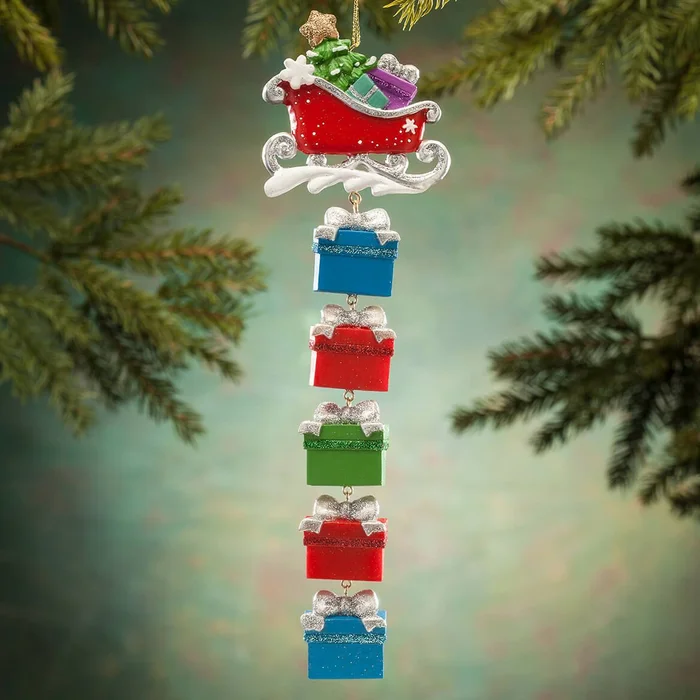 Sleigh and Gifts Dangle Ornament