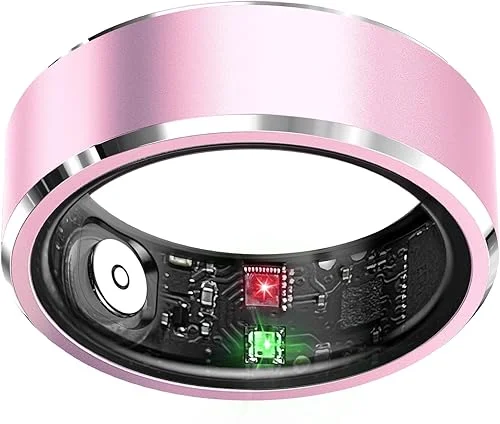 Smart Ring Health Tracker, Sleep Tracker Ring with Heart Rate, Waterproof Fitness Ring for Activity Monitoring/Steps/Distance/Calories,Air Gestures,Up to 7-Day Battery, for iOS Android (Light Pink,#8)