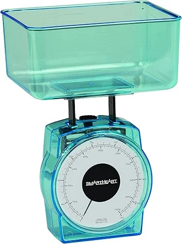 SmartHeart Mechanical Kitchen Scale | Precise Measurements with Removable Bowl | Measurement Units: lbs, oz, g, ml, Blue (19-105)