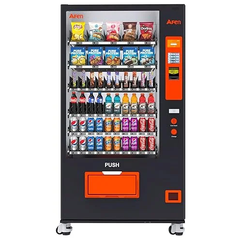 Snack & Drink Combo Commercial Vending Machine Large 60 Slots Durable Beverage Vending Machine for Business, Anunmanned 24/7 Placed, Caster Design, Refrigerated, Bill Acceptor
