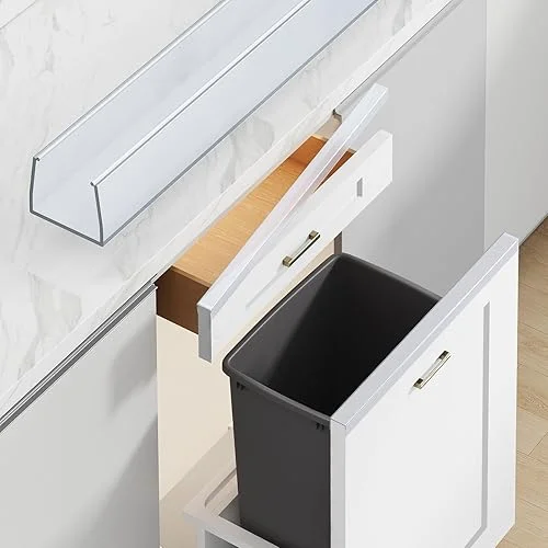 Snugly Fit 18′ Length Cabinet Door Protector, Flexible Slip-On Plastic Edge Guard, Thin Transparent Cabinet Edge Protectors to Prevent Wear, Chipping, Discoloration, Cabinet Bumpers, 3/4′ Thick, 2 PCS