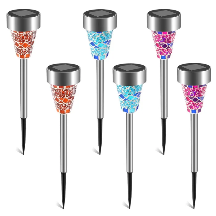 Solarek® Stained Glass Style Solar Garden Pathway Lights, 6 ct. (2-Pack)