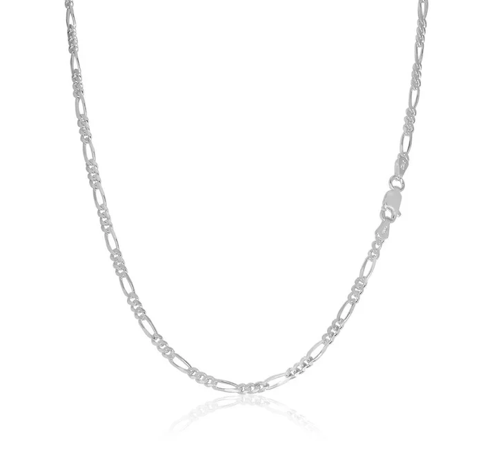 Solid .925 Sterling Silver 2.2 mm Italian Figaro Link Chain