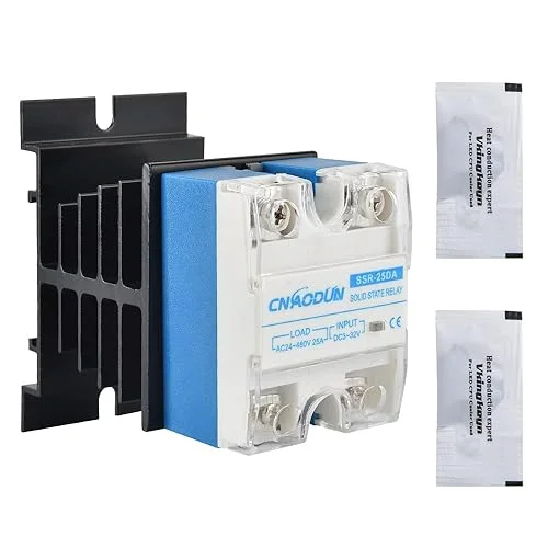 Solid State Relay SSR-25DA with Heat Sink DC to AC 25A Input 3-32VDC to Output 24-480VAC Single Phase