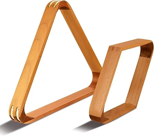 Solid Wood Billiard 8-Ball Triangle / 9-Ball Diamond Pool Ball Racks for 2-1/4′ Pool Balls, Pool Table Accessories (Yellow)