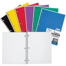 Spiral Notebook, 3-hole Punched, 1-subject, Medium/college Rule, Randomly Assorted Cover Color, (100) 11 X 8 Sheets