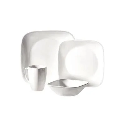 Square 16-piece Pure White Dinnerware Set