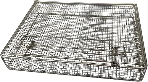 Stainless Products Ltd Sturdy Stainless Steel Med Mesh Parts Washing Basket (13.5′ x 10.5′ x 2′) – Double Locking Lid for Secure Storage – Durable Material – Ideal for Organizing Industrial Parts