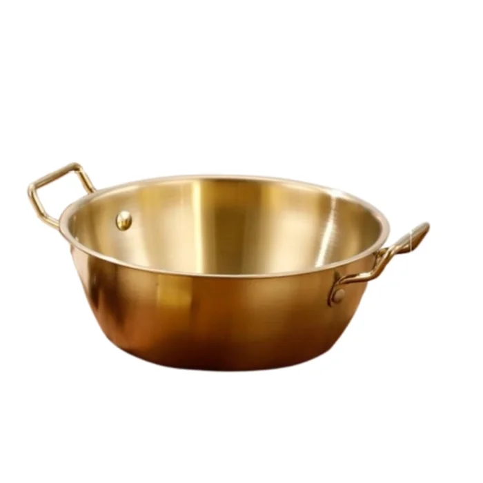Stainless Steel 316 Food Grade Noodle Bowl Steel Bowl Double Ear with Lid Soup Bowl Large Capacity 17CM Gold Color