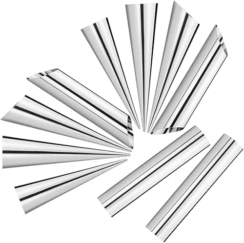 Stainless Steel Croissant Cone and Tubular Molds 10pcs Cream Horn Molds for Pastry Baking