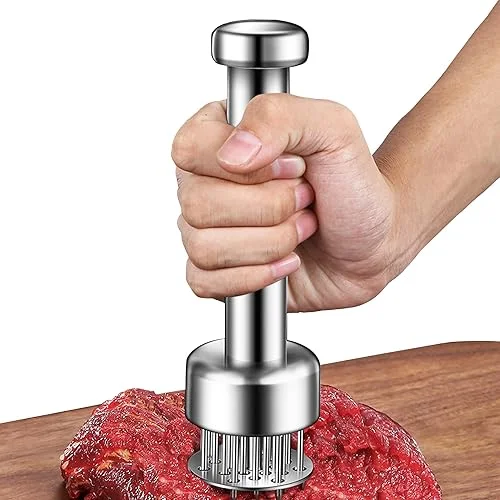 Stainless Steel Meat Tenderizer Tool, 21 Sharp Needles, Meat Piercing, Tenderizing Steak, Beef, Chicken, Pork, Barbecue, Marinating, Small Meat Grinder