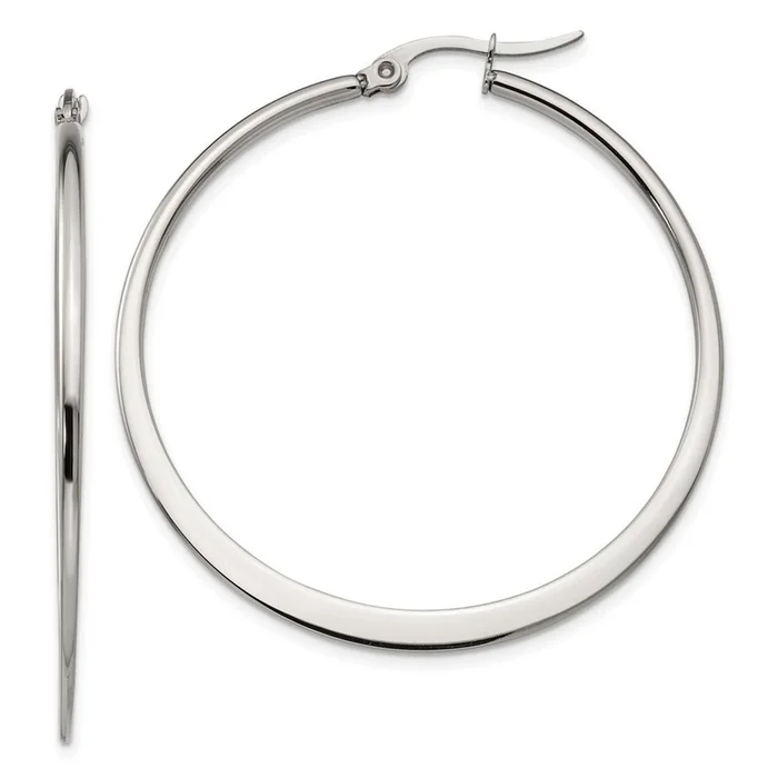 Stainless Steel Polished 43mm Diameter Hoop Earrings