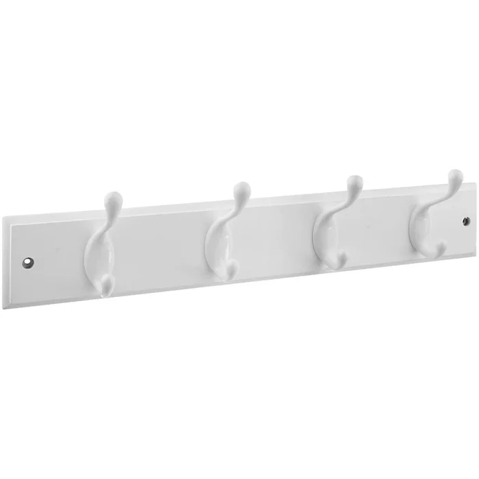 Stanley Hardware 4 White Hooks On 18in. White Rail Hookrail 813014