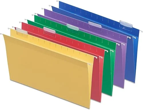 Staples 345001 Hanging File Folders 5-Tab Legal Size Assorted Colors 25/BX