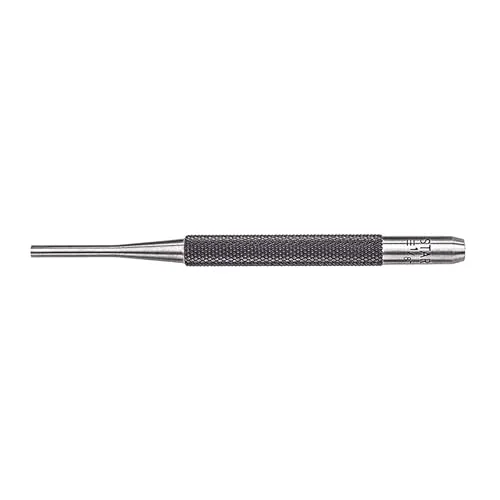 Starrett Drive Pin Punch with Knurled Grip for Driving Pins Into or Out of a Workpiece – Hardened and Tempered Steel, 4′ Length, 1/8′ Punch Diameter – 565C