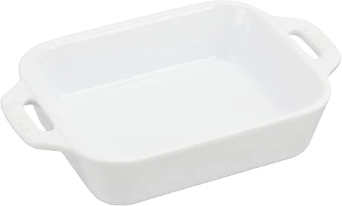 staub Dish 40508-584 Rectangular Dish, White, 5.5 x 4.3 inches (14 x 11 cm), Ceramic Au Gratin Dish, Oven Safe