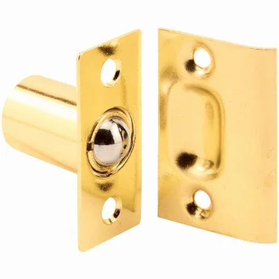Steel Ball Catch And Inner, Brass-plated Housing And Plates, 27/32 In.